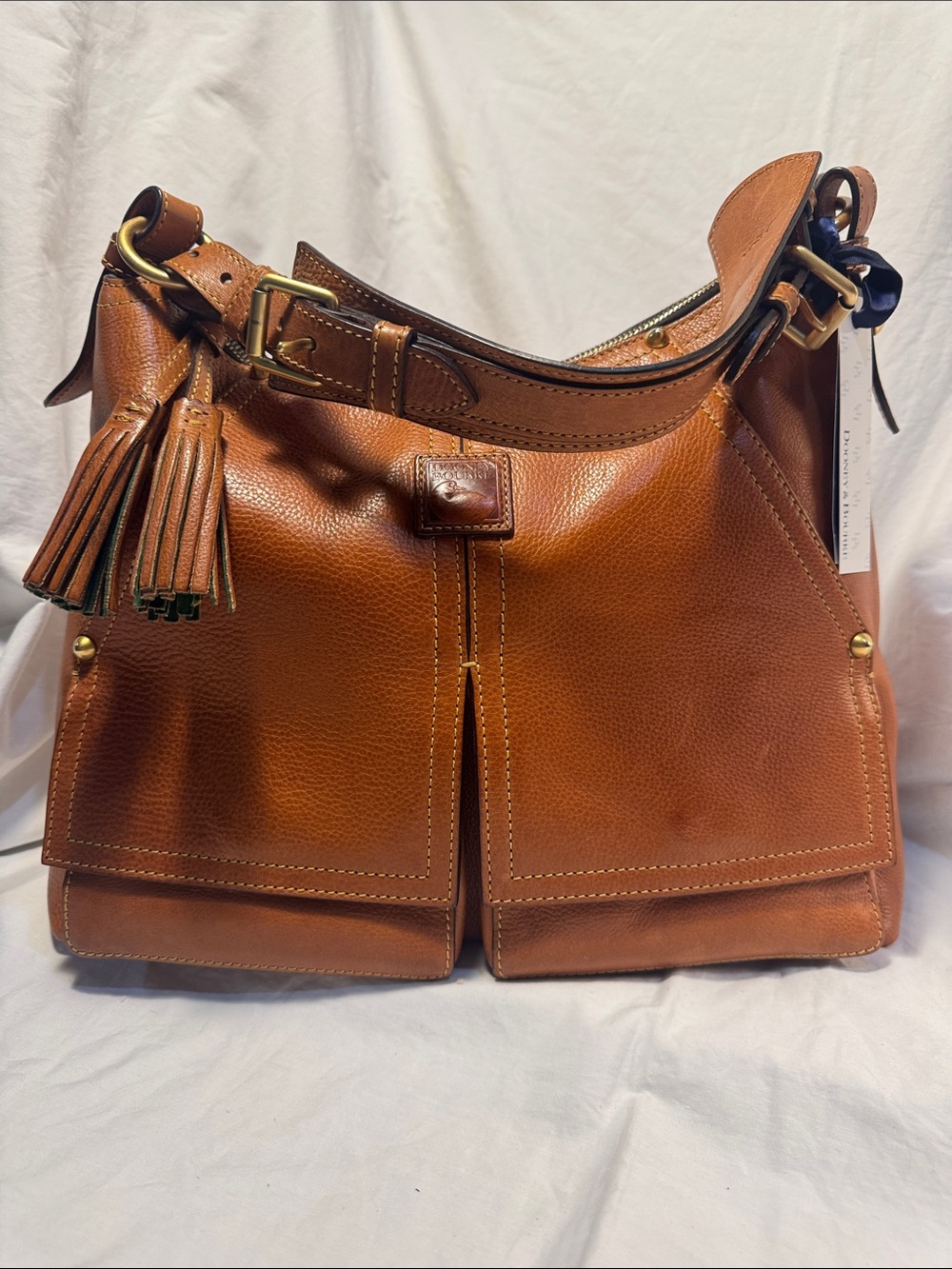 Dooney & Bourke Natural Kingston hobo Leather Shoulder Bag with Tassel